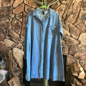 Agnes and Dora denim shirt dress with pockets